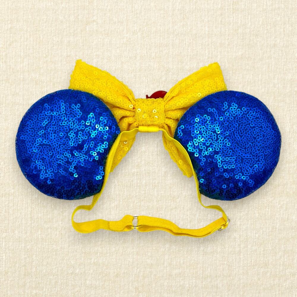 Elastic Blue Sequin Snow White Minnie Ears | Disney-Inspired Mouse Ears - Picture 4 of 4